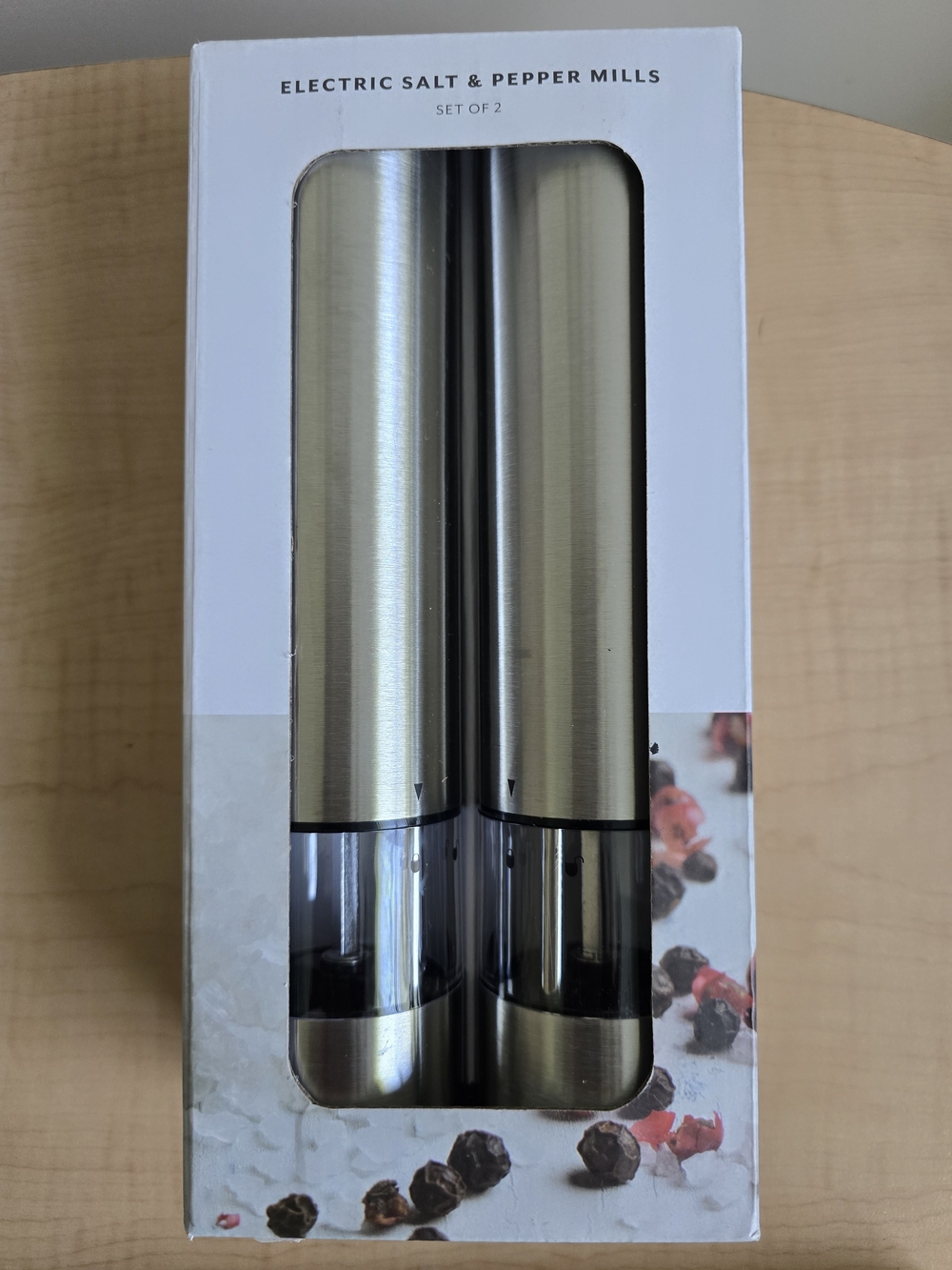 Sur La Table Stainless Steel Electric Salt & Pepper Mill Set